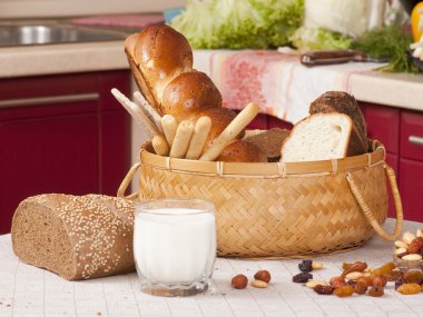 Bread and milk clipart