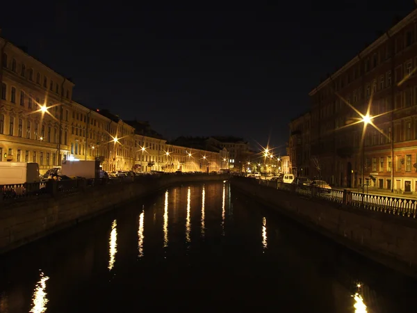 stock image Night view of the Fontanka riverside