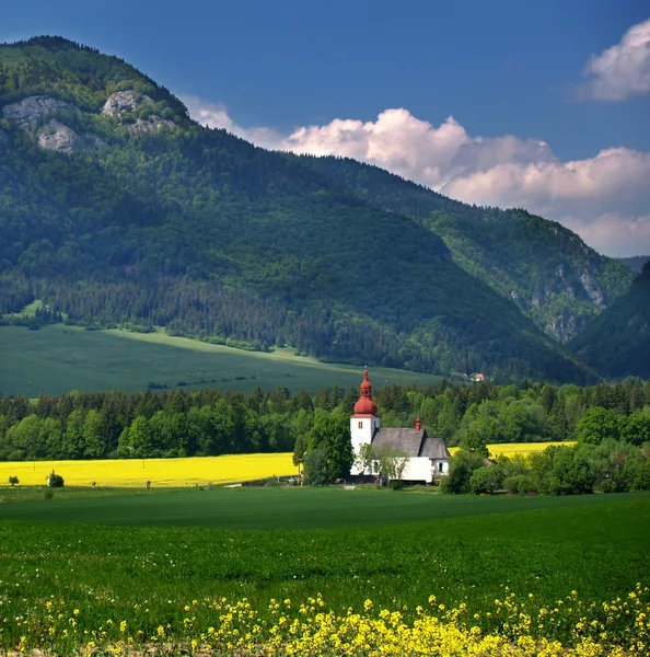 Mountain and old church — Stock Photo, Image