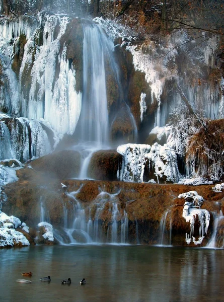 Водопад зимой — стоковое фото