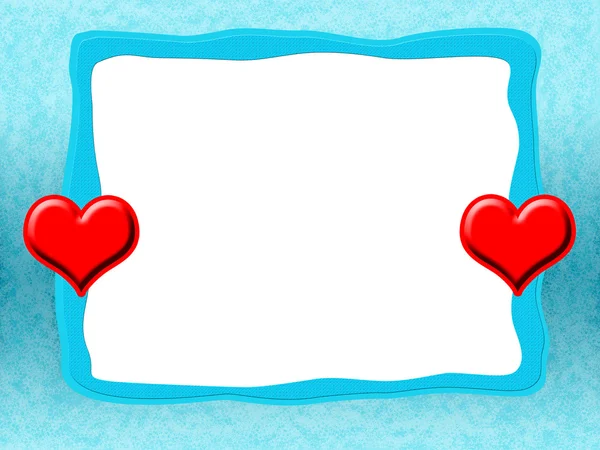 Ledový rámeček s červeným srdcem — Stock fotografie