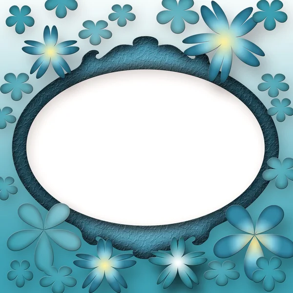Květinové modrá rám — Stock fotografie