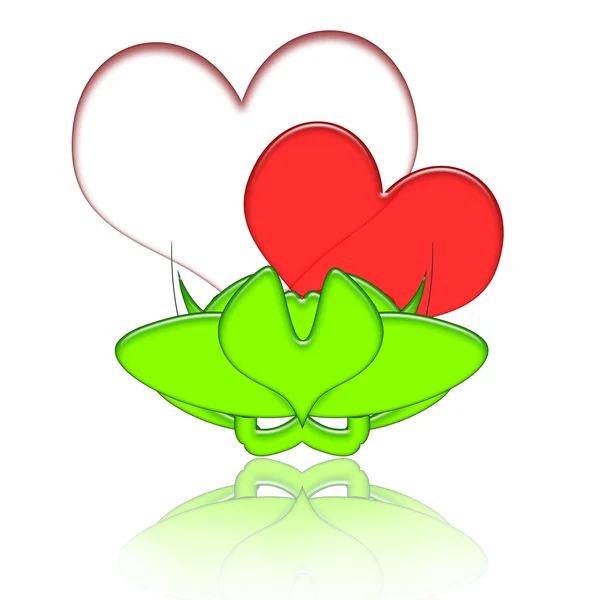 Hjärtan par i grön vas — Stockfoto