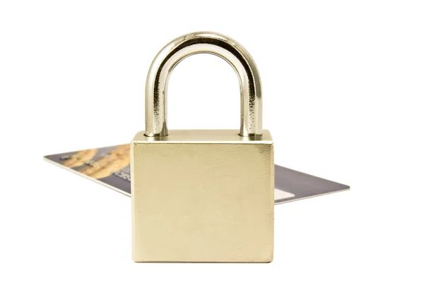 Padlock stay over plastic card — Stock Photo, Image