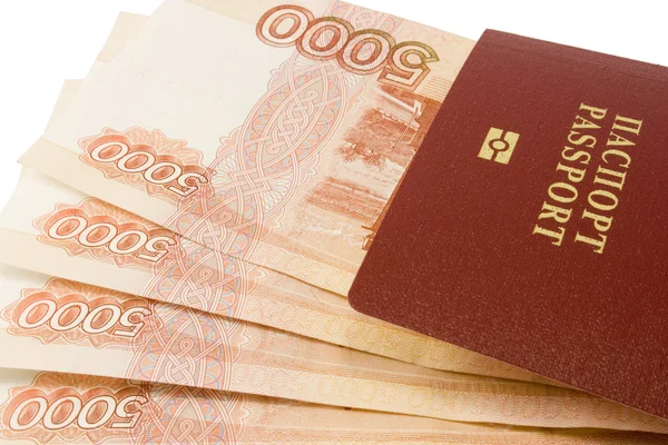 Passaporte e dinheiro Fotografia De Stock