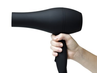 Hair dryer in a hand clipart