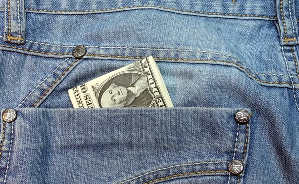 Bolso traseiro de jeans com notas de US $1 — Fotografia de Stock
