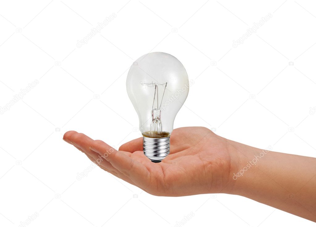 Energy bulb in woman's hand