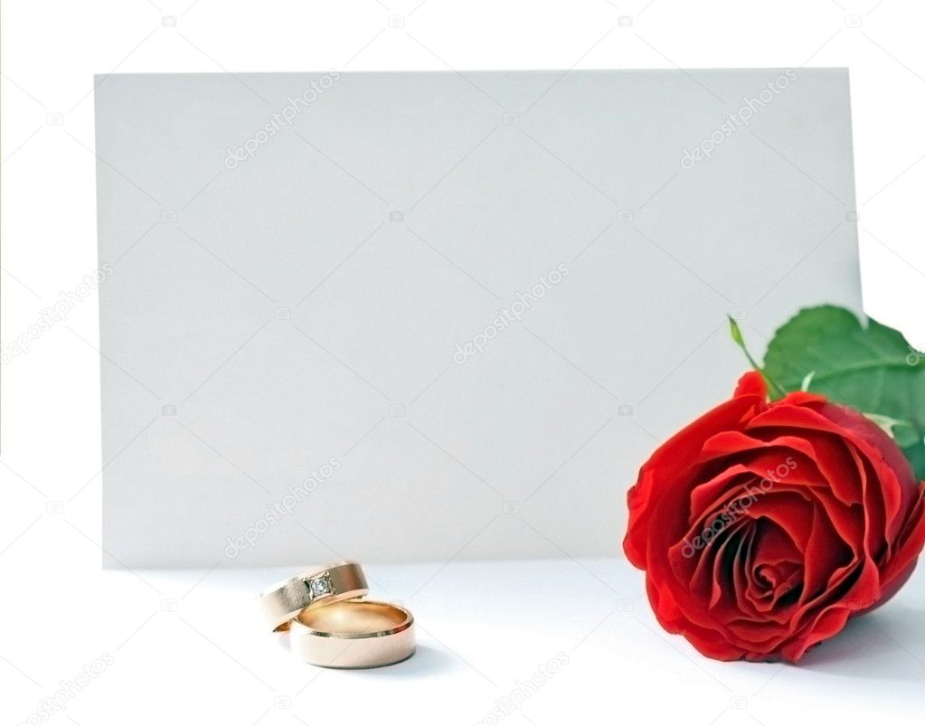 Invitation card and rose