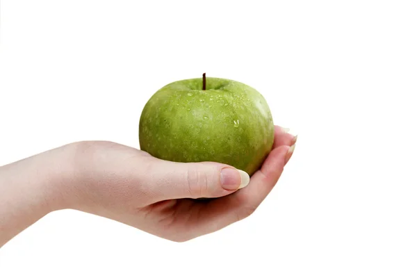 Mão e maçã — Fotografia de Stock