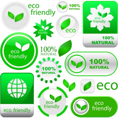 Set of eco friendly, natural and organic labels. clipart