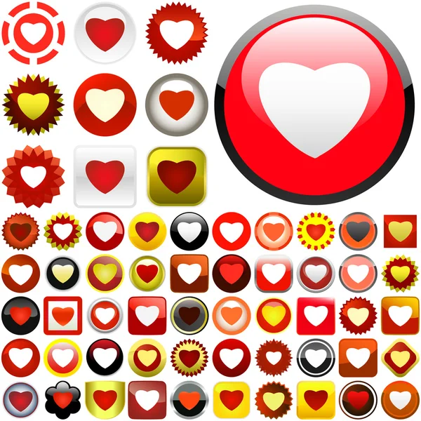 Icônes cardiaques. — Image vectorielle