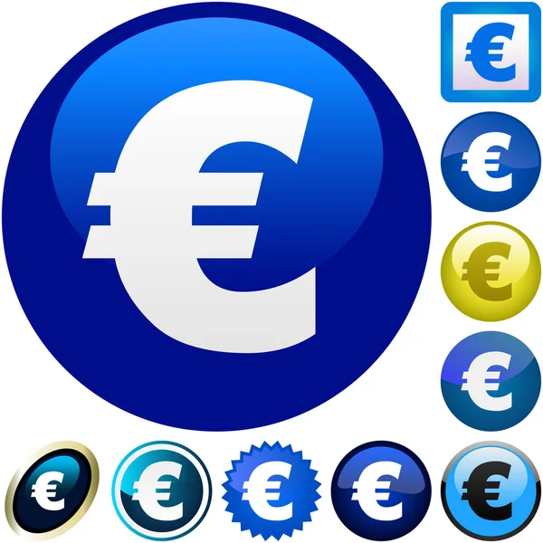 Conjunto de ícones do euro . — Vetor de Stock