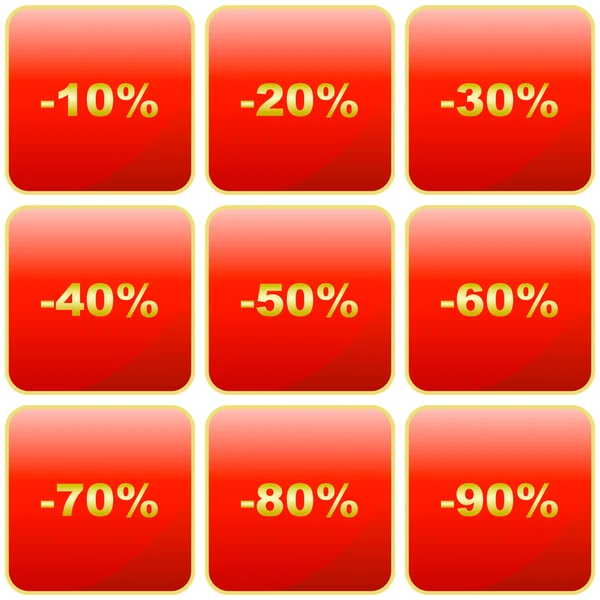 Plantillas de etiquetas de descuento con diferentes porcentajes — Vector de stock