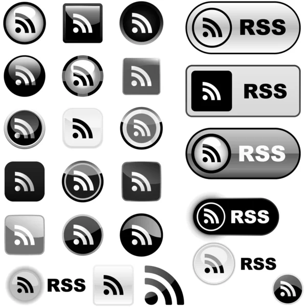 Блестящие кнопки RSS. Векторная иллюстрация . — стоковый вектор