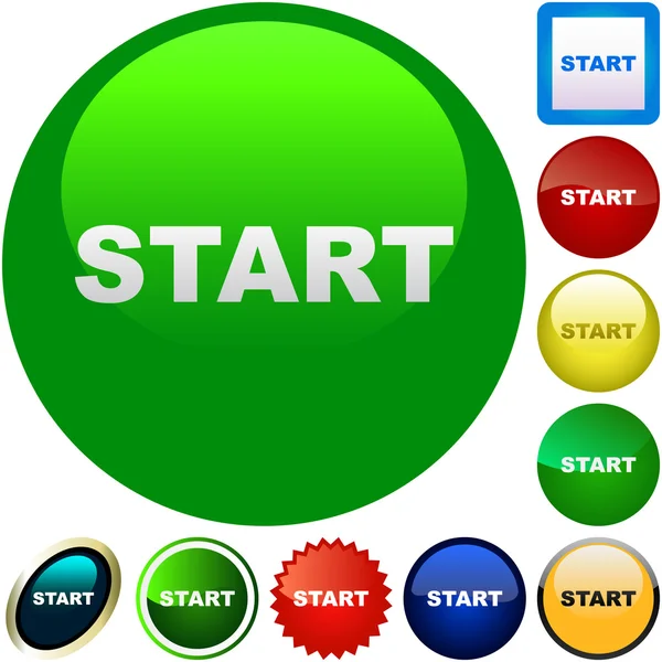 Pulsante Start. Set vettoriale per web — Vettoriale Stock