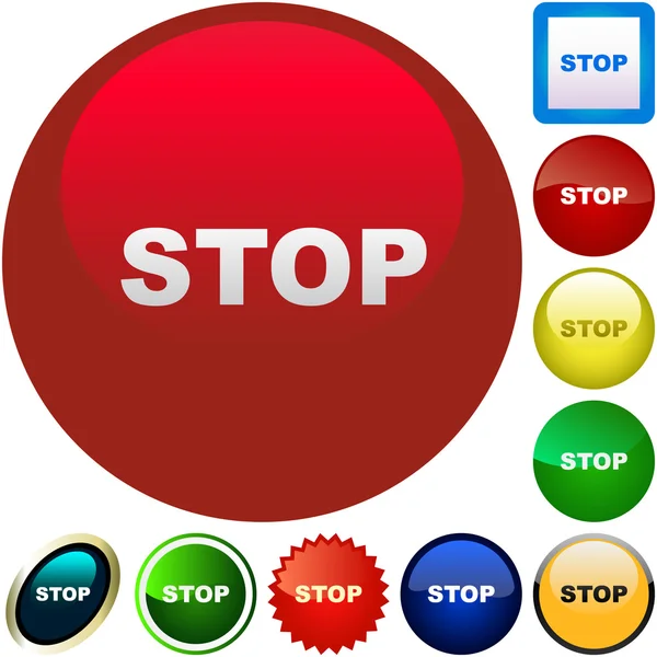 Stop button. Vector set for web — Stock Vector