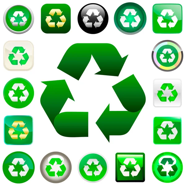 Recycle symbol button. Vector set. — Stock Vector