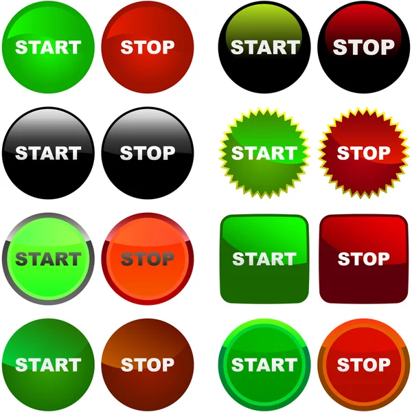 Ξεκινήσετε και να διακόψετε το κουμπί σύνολο — Διανυσματικό Αρχείο