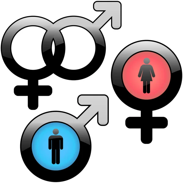 Símbolos masculino y femenino. ilustraciones vectoriales — Vector de stock