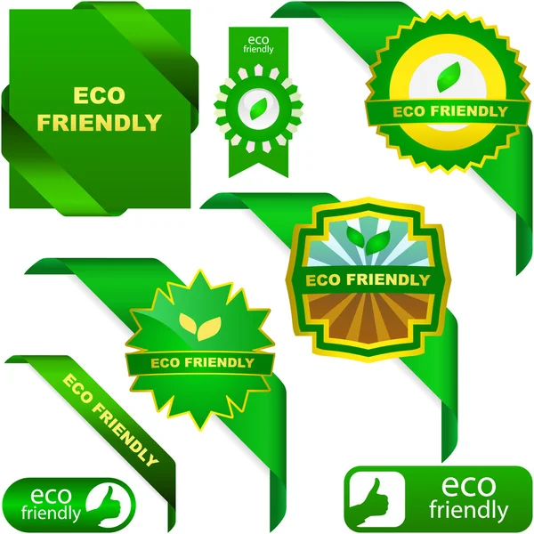Set of eco friendly, natural and organic labels — Stock Vector