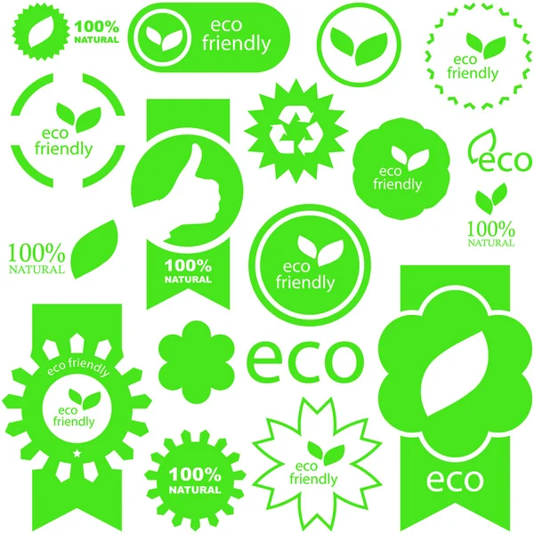 Ensemble d'étiquettes écologiques, naturelles et biologiques — Image vectorielle