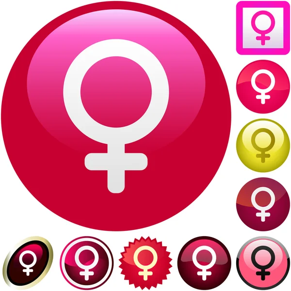 Female symbol. Vector button set. — Stock Vector
