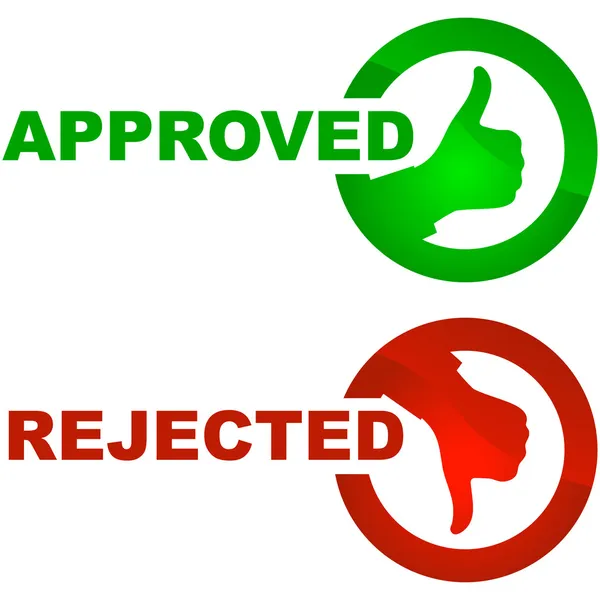 Approved and rejected buttons. Vector set — Stock Vector
