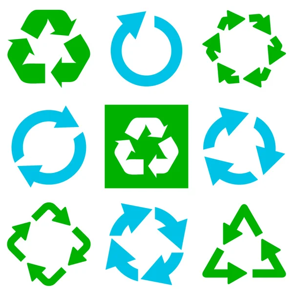 Reciclar colección de símbolos. Ilustración vectorial — Vector de stock