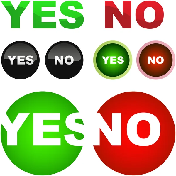 Buttons with yes and no. — Stock Vector