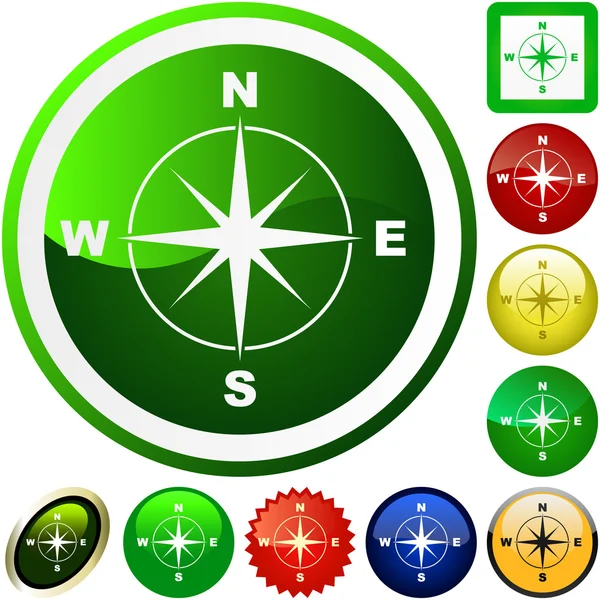 Kompass. Vektor-Sammlung von Web-Buttons. — Stockvektor