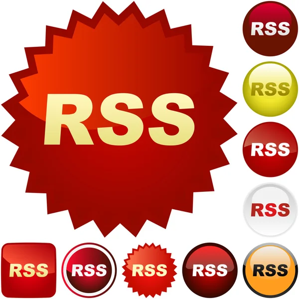 Botones brillantes RSS. Ilustración vectorial . — Vector de stock