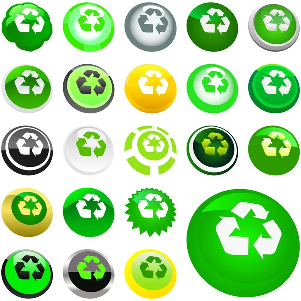 Reciclar botón de símbolo. Conjunto de vectores . — Vector de stock