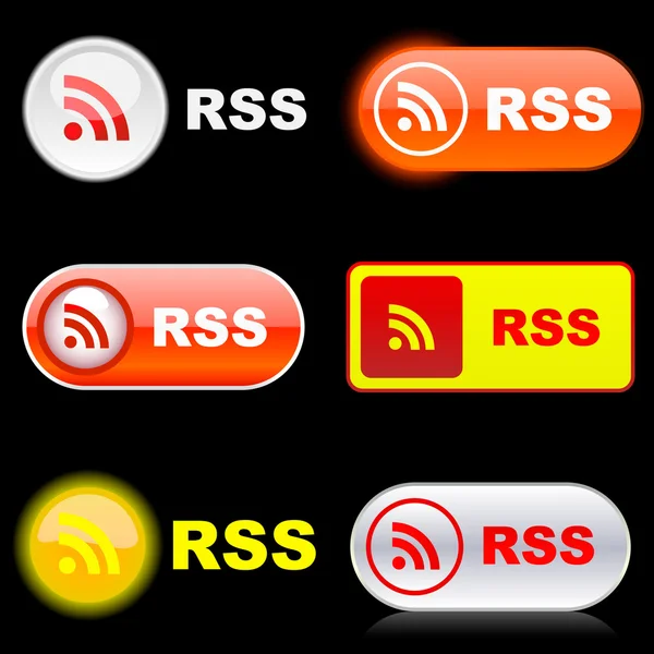 RSS pulsanti lucidi. Illustrazione vettoriale . — Vettoriale Stock