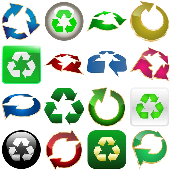 Кнопка Recycle symbol. Векторное множество . — стоковый вектор