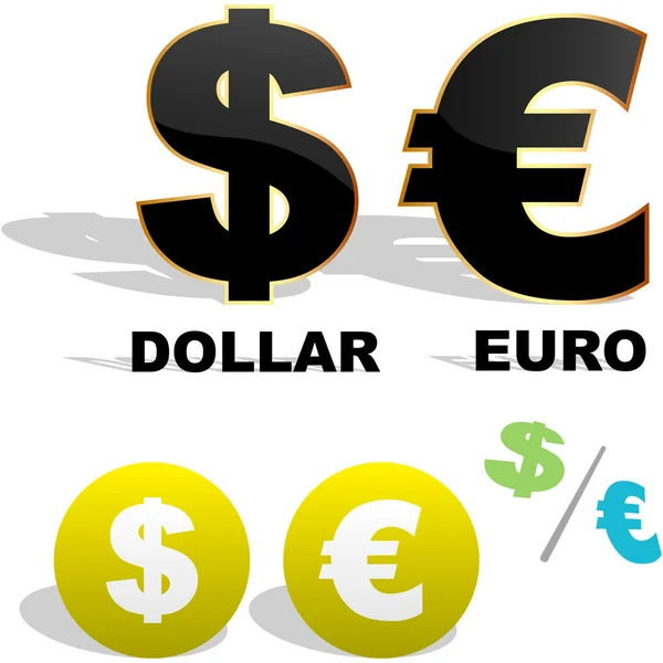 Vektor Dollar, Euro — Stockvektor