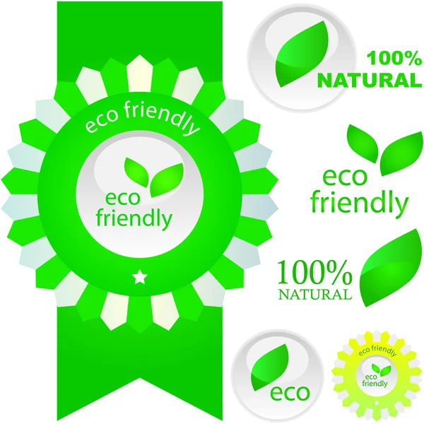 Набір екологічно чистих, натуральних та органічних етикеток . — стоковий вектор