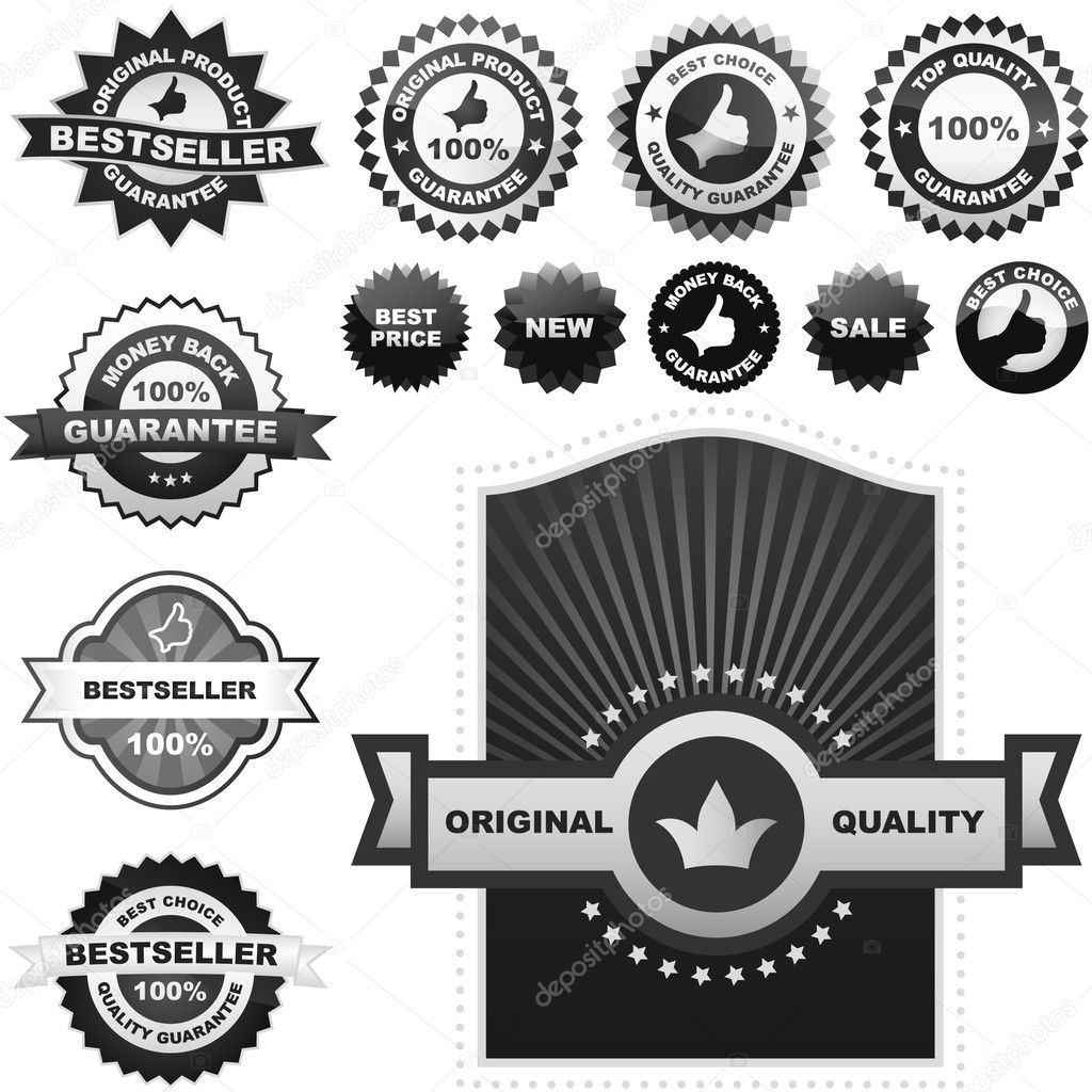 Illustration best seller label design Black and White Stock Photos