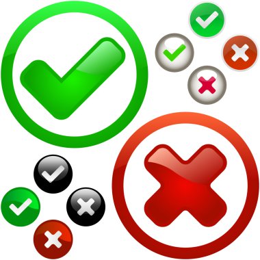 Approved and rejected buttons. clipart