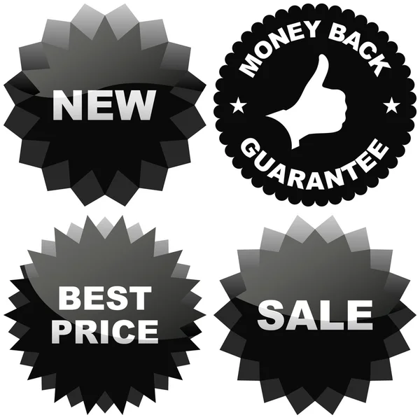 Etichette di vendita nere — Vettoriale Stock