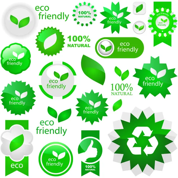 Set of natural labels. Vector great col — Stock Vector
