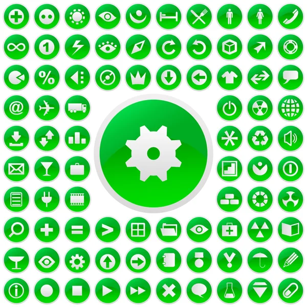 Web ボタン。緑のコレクション. — ストックベクタ