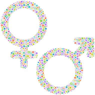 Male and female symbol with flowers. clipart