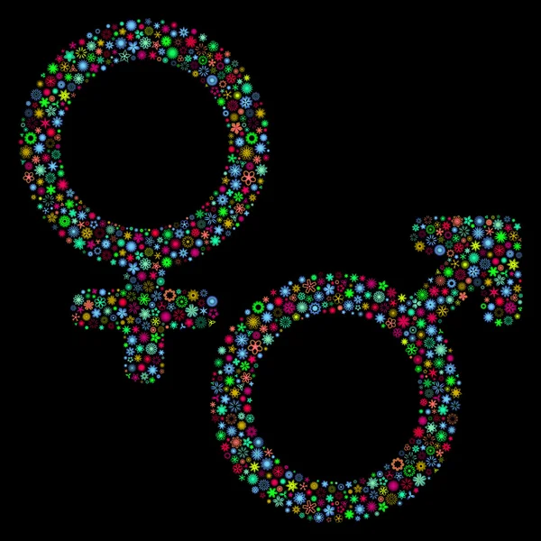 Symbole mâle et femelle avec fleurs . — Image vectorielle