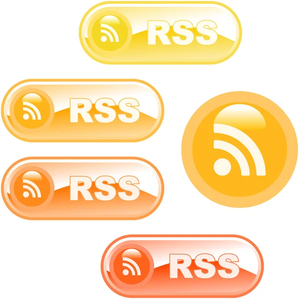 Набор кнопок RSS. Векторная иллюстрация . — стоковый вектор
