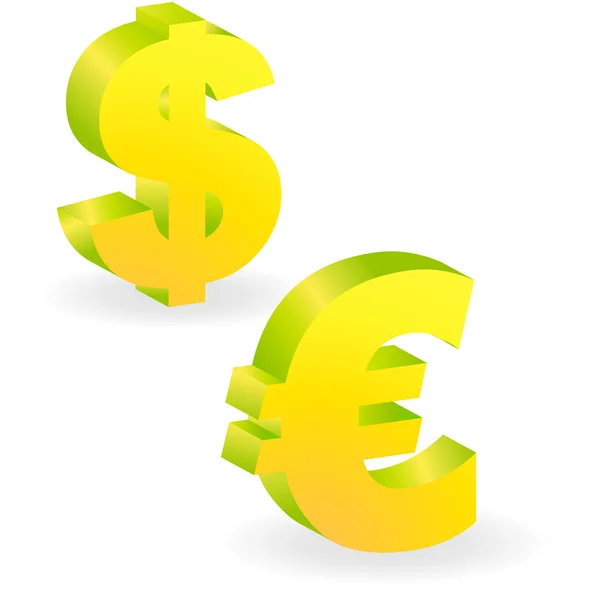 Vector dollar, euro, yen en pond tekenen. — Stockvector