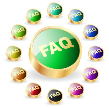 FAQ button collection. Vector set. clipart