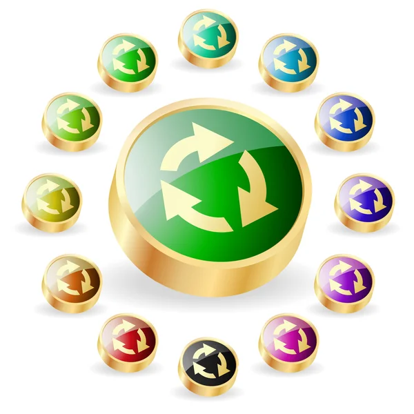 Botão de símbolo de reciclagem. Conjunto de vetores . —  Vetores de Stock