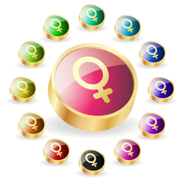 Vrouwelijke symbool. vector knop set. — Stockvector