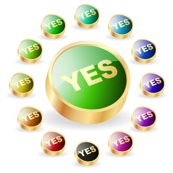 "YES" button. Vector set. — Stock Vector